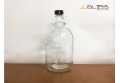 Wine 2L. (PLASTIC CAP) - Transparent Glass Bottles,Cover  Black,2,000 ml. 